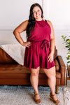 The Short Of It Pleated Romper In Wine - Maple Row Boutique 