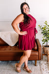 The Short Of It Pleated Romper In Wine - Maple Row Boutique 