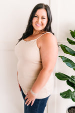 Crochet Front Knit Cami In Bohemian Beige - Maple Row Boutique 
