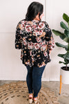 Bell Sleeve Babydoll Blouse In Black Garden Rose - Maple Row Boutique 