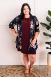 Double Ruffle Sleeve Shift Dress In Classic Merlot - Maple Row Boutique 