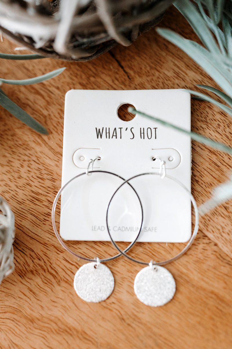 Silver Disc Hoop Earrings - Maple Row Boutique 
