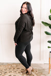 Long Sleeve Twist Back Top In Midnight Black - Maple Row Boutique 