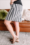 Walk Along Striped Denim Skirt in Charcoal - Maple Row Boutique 