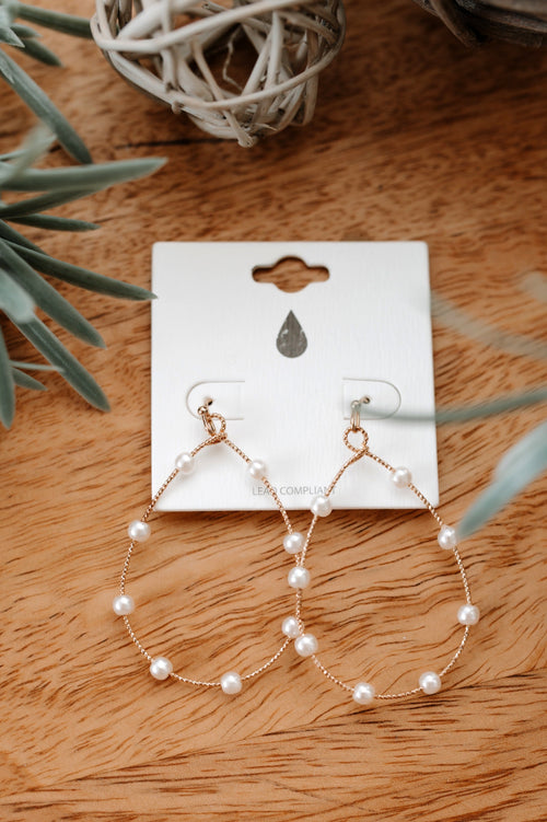 Teardrop Earrings With Pearl Detail In Gold - Maple Row Boutique 