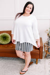 Walk Along Striped Denim Skirt in Charcoal - Maple Row Boutique 
