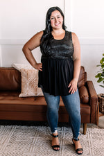 Sequin Tunic Top in Midnight - Maple Row Boutique 