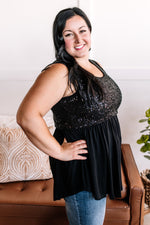 Sequin Tunic Top in Midnight - Maple Row Boutique 