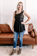 Sequin Tunic Top in Midnight - Maple Row Boutique 