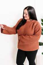 Knit Sweater With Zipper Sleeve Detail In Rustic Fall - Maple Row Boutique 