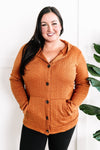 Cable Knit Hooded Cardigan In Burnt Orange - Maple Row Boutique 