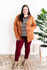 Cable Knit Hooded Cardigan In Burnt Orange - Maple Row Boutique 