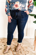 Dark Wash Denim Cuffed Joggers By Judy Blue Jeans - Maple Row Boutique 
