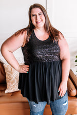 Sequin Tunic Top in Midnight - Maple Row Boutique 