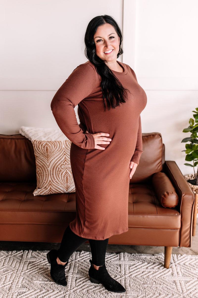 Midi Dress in Toasted Almond - Maple Row Boutique 