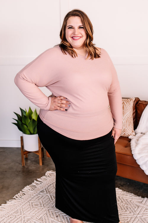 Mock Neck Top In Champagne - Maple Row Boutique 