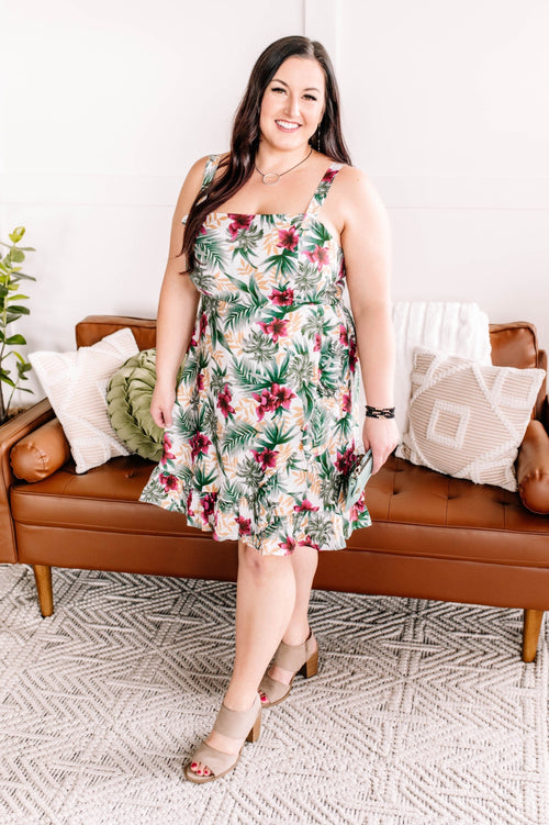 Tropical Print Dress in Island Fantasy - Maple Row Boutique 