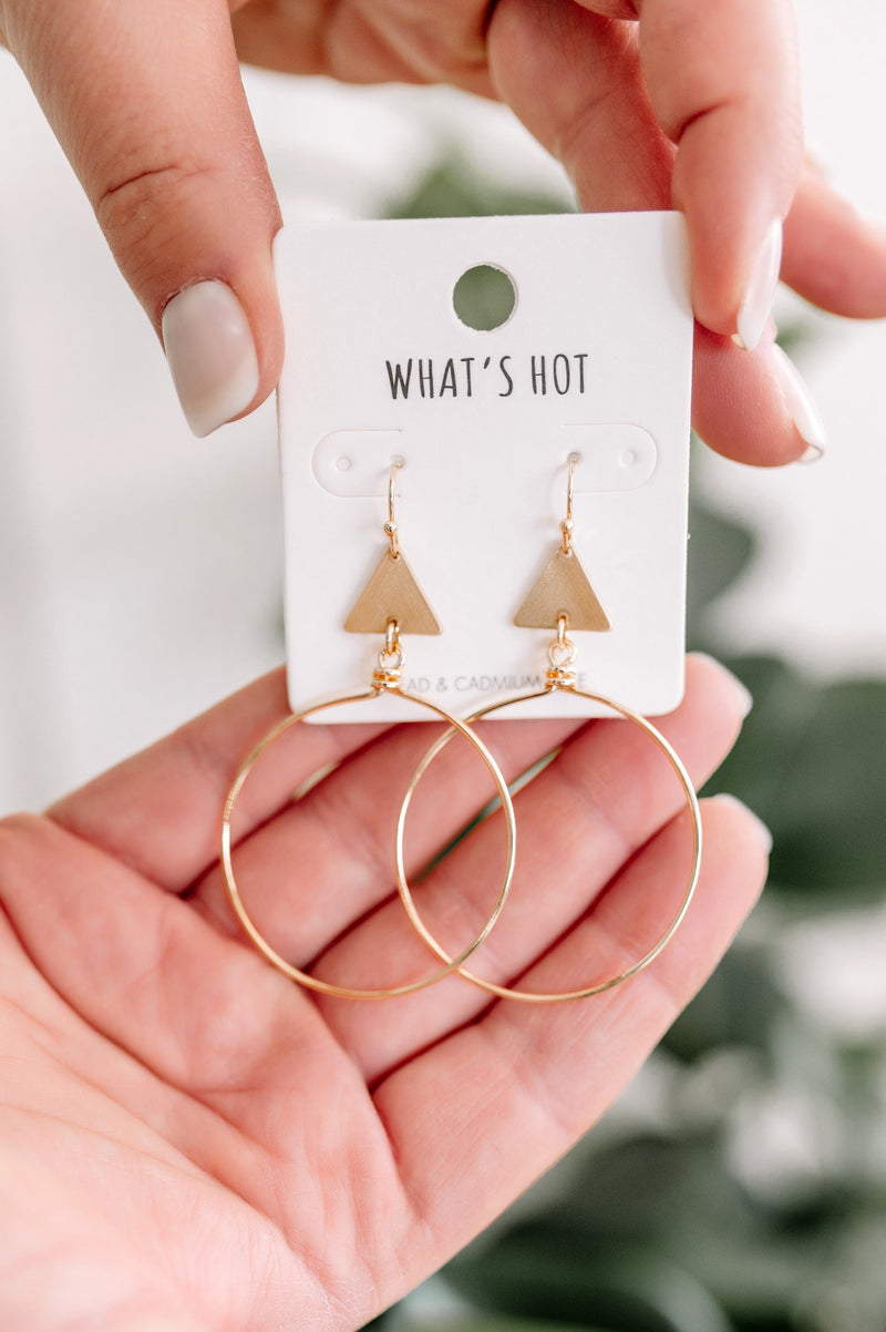 Open Hoop Earrings With Triangle Detail In Gold - Maple Row Boutique 