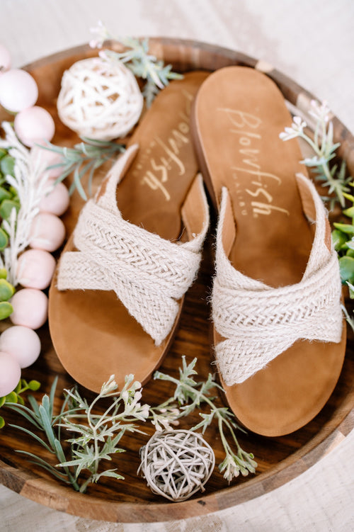 Jute Blowfish Sandal in Natural River - Maple Row Boutique 