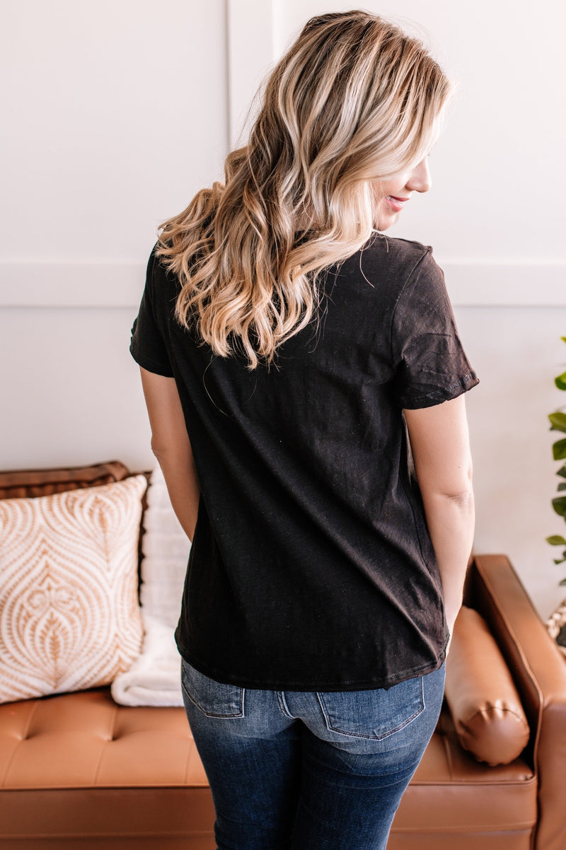 Raw Around The Edges Top In Black - Maple Row Boutique 