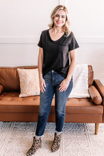 Raw Around The Edges Top In Black - Maple Row Boutique 