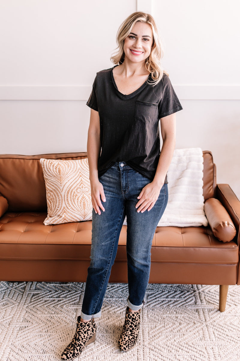 Raw Around The Edges Top In Black - Maple Row Boutique 