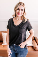 Raw Around The Edges Top In Black - Maple Row Boutique 