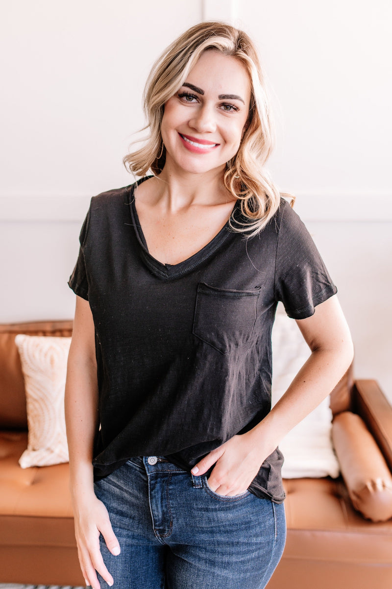 Raw Around The Edges Top In Black - Maple Row Boutique 
