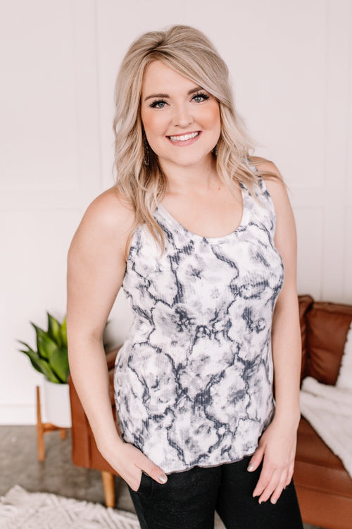 Cloudy Days Tie Dye Tank in Gray & White - Maple Row Boutique 