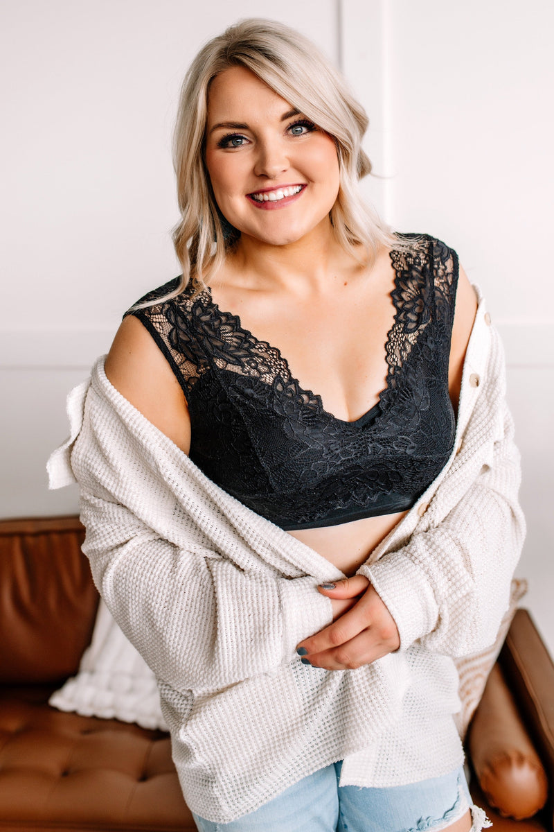 Layering Bralette In Black Lace - Maple Row Boutique 