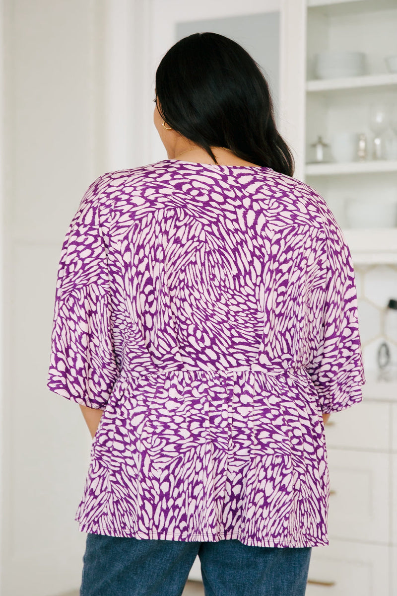 Dearest Dreamer Peplum Top in Painted Purple - Maple Row Boutique 