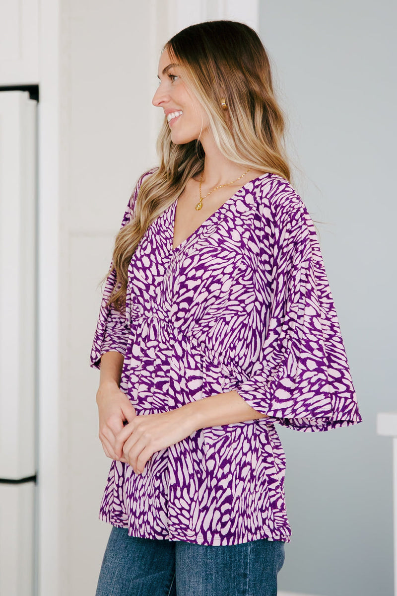 Dearest Dreamer Peplum Top in Painted Purple - Maple Row Boutique 