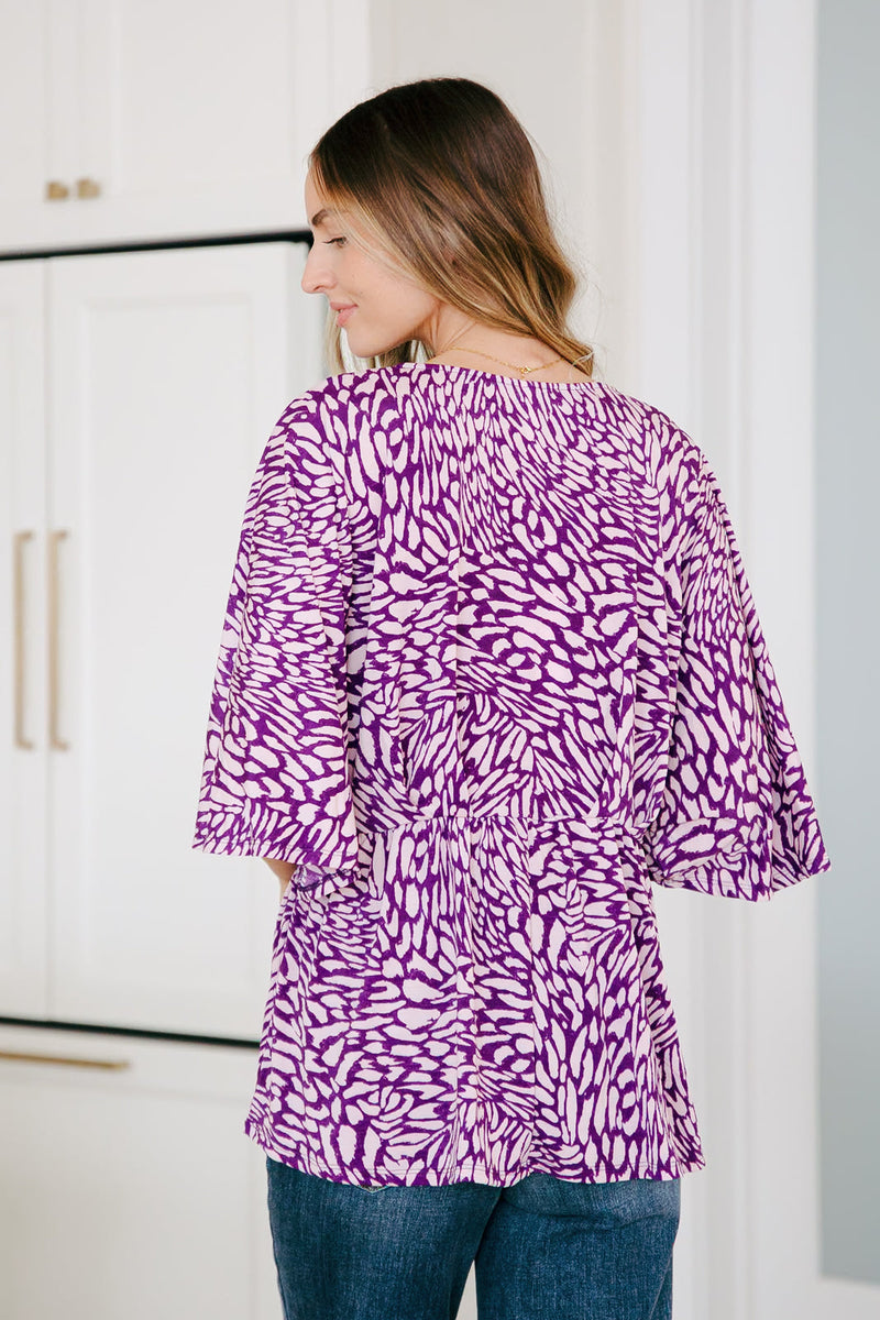 Dearest Dreamer Peplum Top in Painted Purple - Maple Row Boutique 