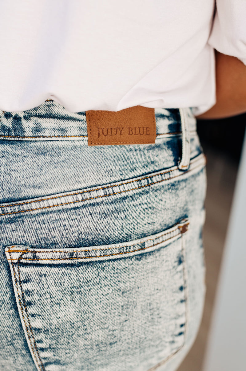 Dory High Waist Mineral Wash Raw Hem Wide Leg Jeans - Maple Row Boutique 