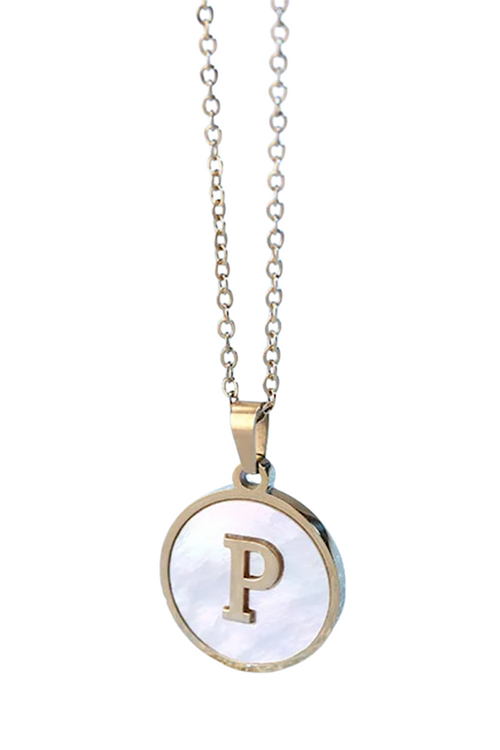 Gold Pearl Initial Necklace P - Maple Row Boutique 