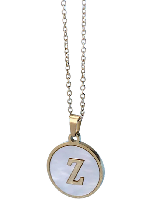 Gold Pearl Initial Necklace Z - Maple Row Boutique 