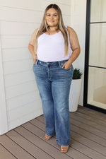 Esther Mid Rise Contrast Wash Wide Leg Jeans - Maple Row Boutique 