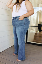 Esther Mid Rise Contrast Wash Wide Leg Jeans - Maple Row Boutique 