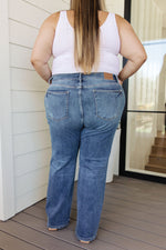 Esther Mid Rise Contrast Wash Wide Leg Jeans - Maple Row Boutique 