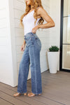 Esther Mid Rise Contrast Wash Wide Leg Jeans - Maple Row Boutique 