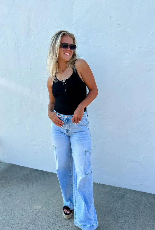 PREORDER: Charli Cargo Jeans Short 29" Inseam - Maple Row Boutique 