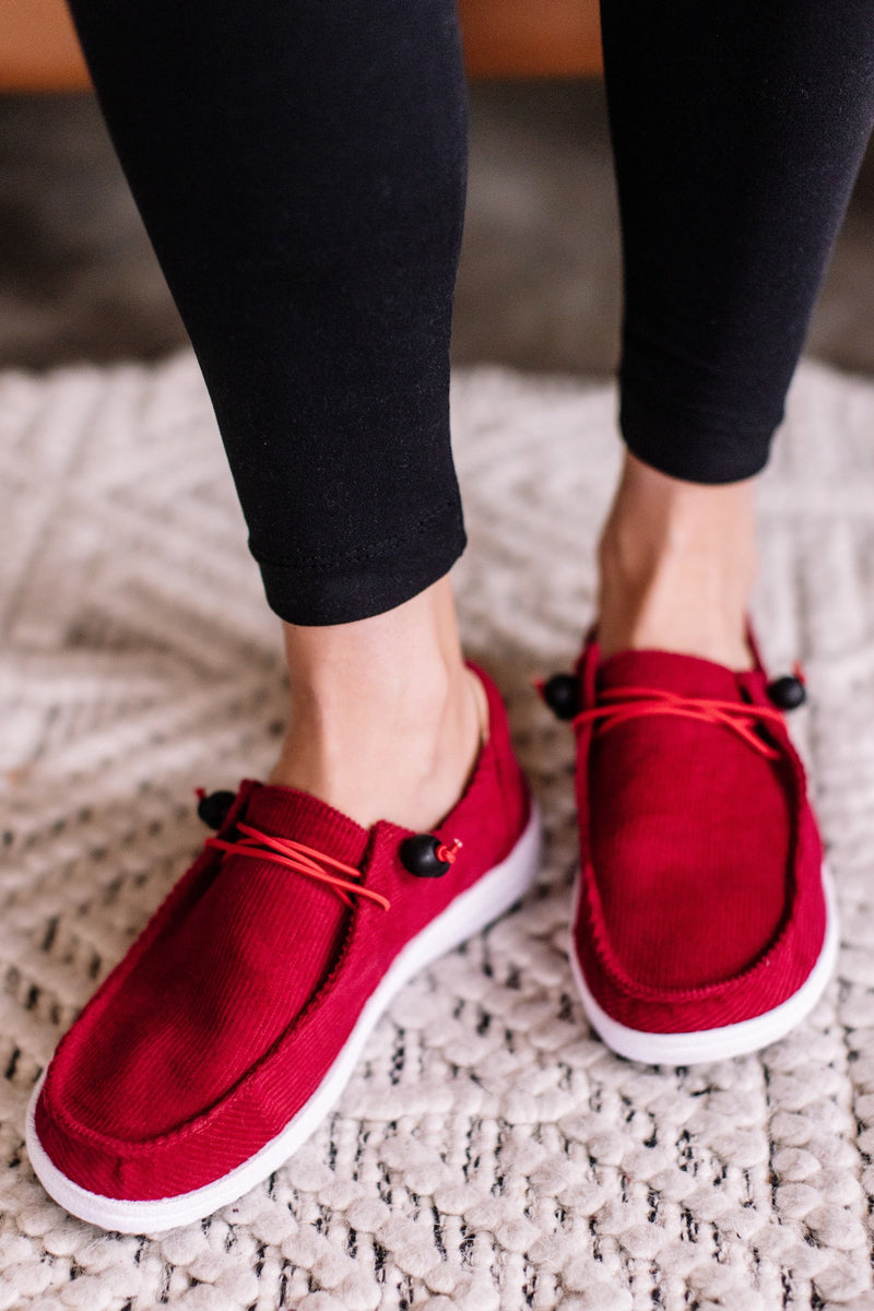 Corky's Red Corduroy Slip On Sneaker - Maple Row Boutique 