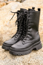 Fresh Feels Combat Boots In Black - Maple Row Boutique 