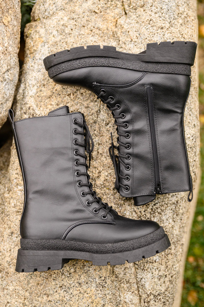 Fresh Feels Combat Boots In Black - Maple Row Boutique 