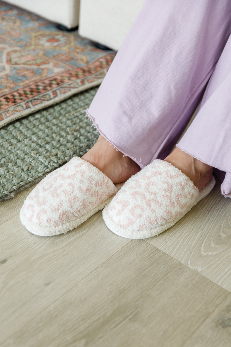 Fuzziest Feet Animal Print Slippers In Pink - Maple Row Boutique 