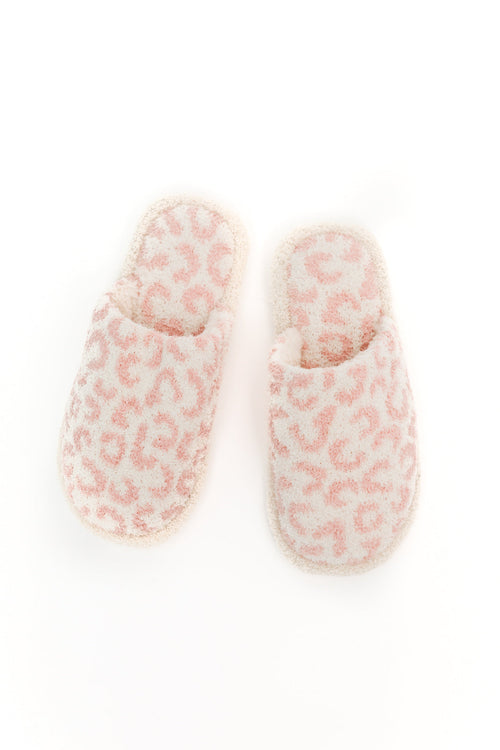 Fuzziest Feet Animal Print Slippers In Pink - Maple Row Boutique 