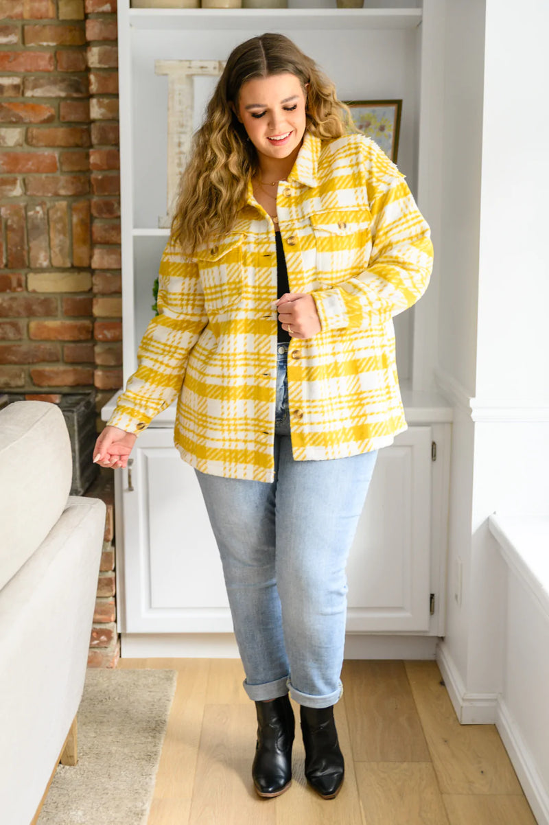 Hard To Miss Shacket In Mustard - Maple Row Boutique 