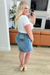 Carol High Rise Rigid Magic Denim Skirt - Maple Row Boutique 
