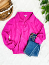 Collared Sporty Athletic Top In Bright Fuchsia - Maple Row Boutique 