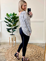 Snow Leopard Wrap Back Detail Top - Maple Row Boutique 